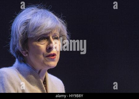 Scottish Conservative members and delegates attend the annual Scottish Conservative Conference at the SECC in Glasgow  Featuring: Theresa May Where: Glasgow, United Kingdom When: 03 Mar 2017 Stock Photo