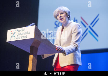 Scottish Conservative members and delegates attend the annual Scottish Conservative Conference at the SECC in Glasgow  Featuring: Theresa May Where: Glasgow, United Kingdom When: 03 Mar 2017 Stock Photo