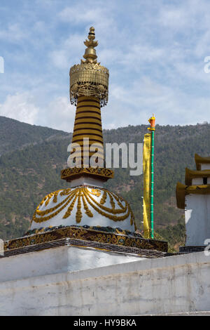 A Nepalese-style stupa in Punakha, Bhutan. Stock Photo