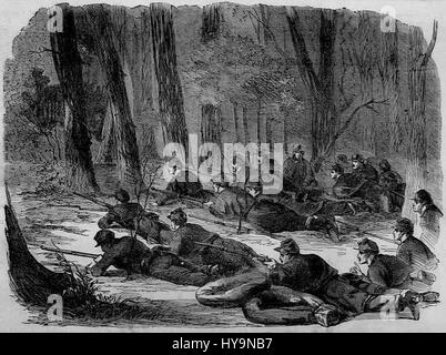 The Army of the Potomac    Our Outlying Picket in the Woods Stock Photo