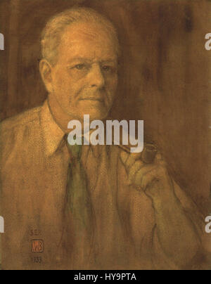 Charles W. Bartlett   watercolor self portrait, 1933, private collection Stock Photo