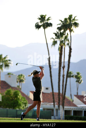 Rancho Mirage, California, USA. 2nd Apr, 2017. Suzann Pettersen on the 18th during the final round of the ANA Inspiration at the Dinah Shore Tournament Course at Mission Hills Country Club in Rancho Mirage, California. John Green/CSM/Alamy Live News Stock Photo