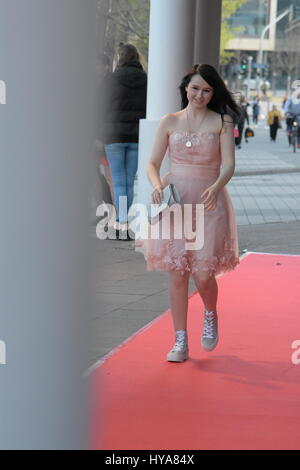 Frankfurt Germany, April 3rd 2017: Jamie-Lee Kriewitz arriving at the PRG LEA Live Entertainment Award at Festhalle. Frankfurt, Germany Credit: Markus Wissmann/Alamy Live News Stock Photo