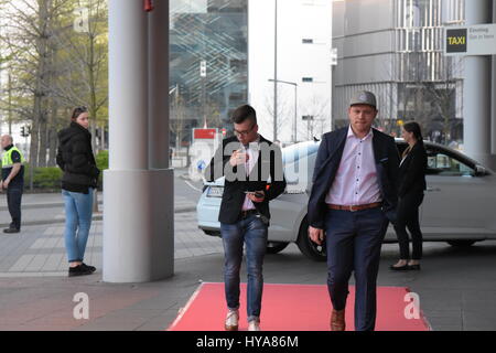 Frankfurt Germany, April 3rd 2017: Tay Schmedtmann (Winner of The Voice of Germany) arriving at the PRG LEA Live Entertainment Award at Festhalle. Frankfurt, Germany Credit: Markus Wissmann/Alamy Live News Stock Photo