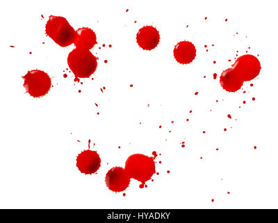 Blood drops. Isolated on white Stock Photo
