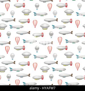 Airship and balloon seamless pattern Stock Vector