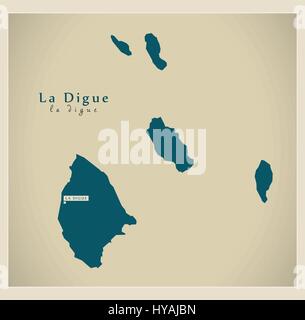 Modern Map - La Digue SN Stock Vector
