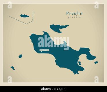 Modern Map - Praslin SC Stock Vector