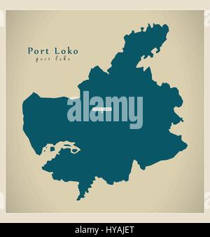 Port Loko Sierra Leone Map grey illustration silhouette Stock Vector ...