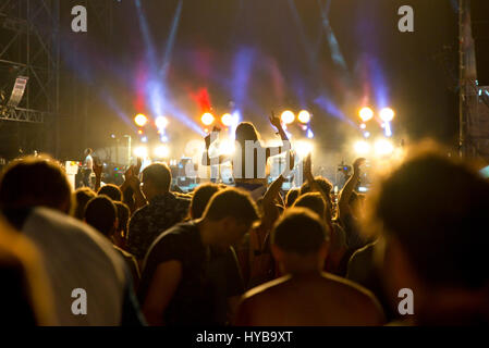 BENICASSIM, SPAIN - JUL 15: The crowd in a concert at FIB Festival on July 15, 2016 in Benicassim, Spain. Stock Photo