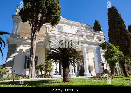 Achilleion palace in Corfu Island, Greece, built by Empress of Austria Elisabeth of Bavaria, also known as Sisi. Stock Photo
