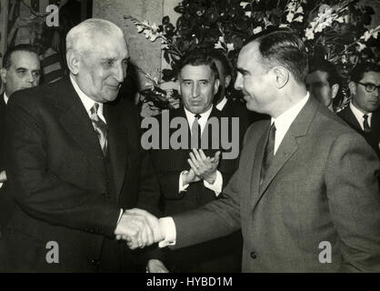 Portugese Prime Minister Antonio De Oliveira Salazar meets other politicians Stock Photo