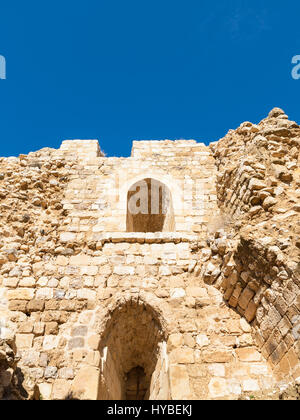 AL-KARAK, JORDAN - FEBRUARY 20, 2012: inner walls in courtyard of medieval Kerak castle. Kerak Castle is one of the largest crusader castles in the Le Stock Photo