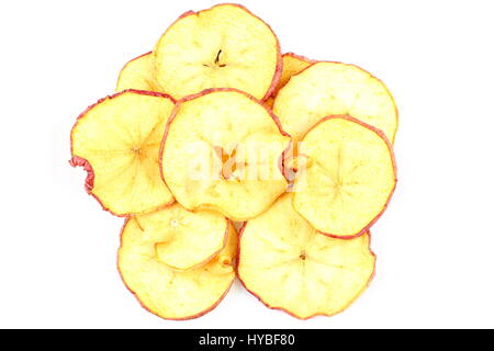 composition of dried apple slices isolated on a white background Stock Photo