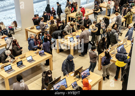 The scene inside Apple store on 5th Avenue in Manhattan. Stock Photo