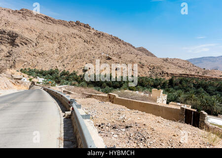 A road going to Wadi Bani Khalid, Sultanate of Oman Stock Photo