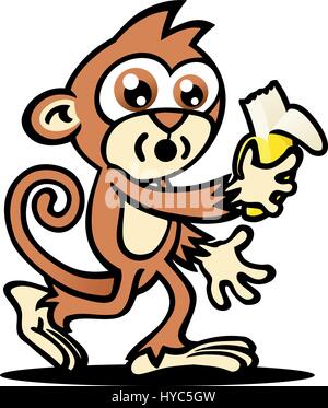 Crazy Cute Monkey. Vector Illustration. Stock Vector