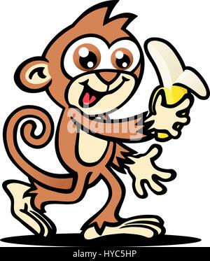 Crazy Cute Monkey. Vector Illustration. Stock Vector