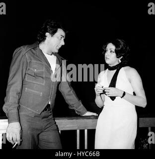 Indian vintage 1900s bollywood actor, dharmendra and hema malini, mumbai, maharashtra, india, asia Stock Photo