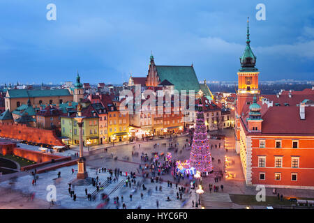 Warsaw Old Town in Poland in the evening, during Christmas time. Stock Photo