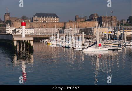 Brest (France), overlooking the port of Plaisance and the castle. Stock Photo