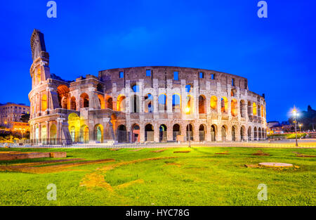 Rome, Italy. Colosseum, Coliseum or Coloseo,  Flavian Amphitheatre largest ever built symbol of ancient Roma city in Roman Empire. Stock Photo