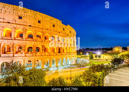 Rome, Italy. Colosseum, Coliseum or Coloseo,  Flavian Amphitheatre largest ever built symbol of ancient Roma city in Roman Empire. Stock Photo