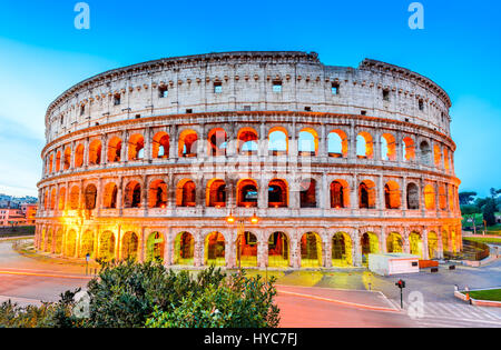 Rome, Italy. Colosseum, Coliseum or Coloseo,  Flavian Amphitheatre largest ever built symbol of ancient Roma city in Roman Empire. Stock Photo