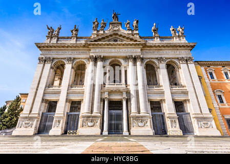 Rome, Italy - The facade of St. John Lateran basilica (Basilica di San Giovanni in Laterano) Stock Photo