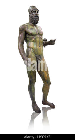 The Riace bronze Greek statues cast about 460 BC. Museo Nazionale della Magna Grecia,  Reggio Calabria, Italy. Stock Photo