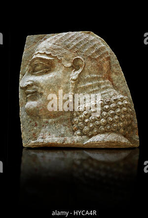 Stone relief sculptured panel of a Servant. From the facade of the throne room,  Inv AO 22196 from Dur Sharrukin the palace of Assyrian king Sargon II Stock Photo