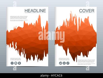 Brochure template layout, flyer, cover, annual report, magazine in A4 size. Triangular shape. Geometric abstract background. Vector illustration Stock Vector
