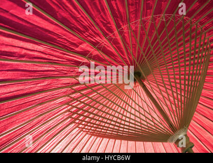 Close up of traditional Japanese red umbrella. Stock Photo