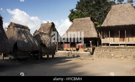 Bena a traditional village with grass huts of the Ngada people in Flores near Bajawa, Indonesia. Stock Photo