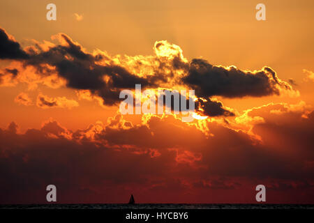 Sunset in the Black Sea, Hosta, russia, August 21, 2011 Stock Photo