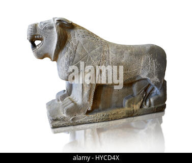 Lion sculptures from the city gate of  Sam'al - Zincirli. Neo Syro Hittite. Basalt 8th century BC. Pergamon Museum Berlin. Stock Photo