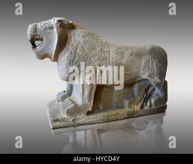 Lion sculptures from the city gate of  Sam'al - Zincirli. Neo Syro Hittite. Basalt 8th century BC. Pergamon Museum Berlin. Stock Photo