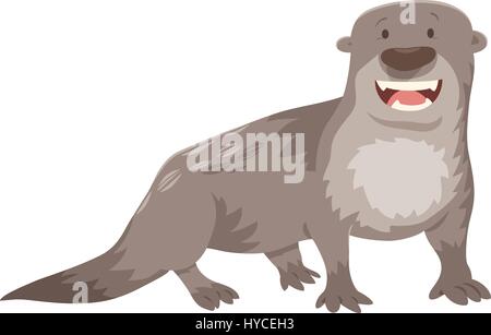 Cartoon Illustration of Cute Otter Wild Animal Character Stock Vector