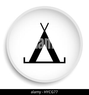 Tent icon. Tent website button on white background. Stock Photo