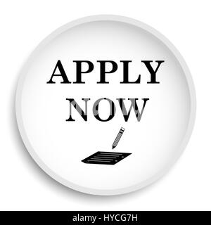 Apply now icon. Apply now website button on white background. Stock Photo