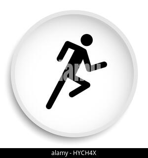 Running man icon. Running man website button on white background. Stock Photo