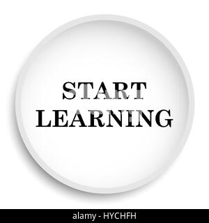 Start learn icon. Start learn website button on white background. Stock Photo