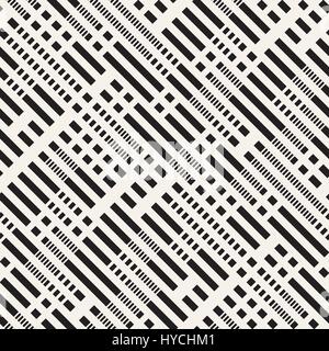 Black and White Dashed Lines Pattern. Modern Abstract Vector Seamless Background Stock Vector