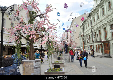 Easter decorations in Moscow historic center. Stock Photo