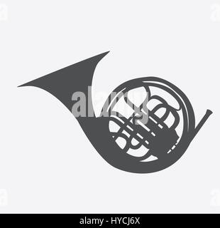 Musical Instrument Horn, which is Used in Symphony Orchestras an Stock Vector