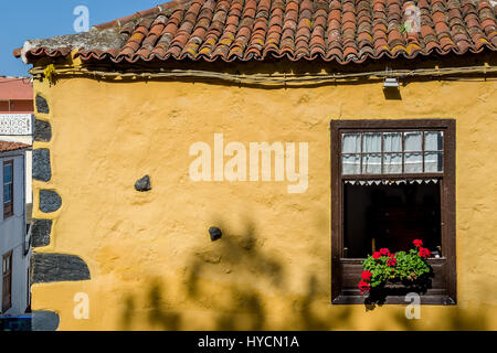 Yellow house of Icod town Stock Photo