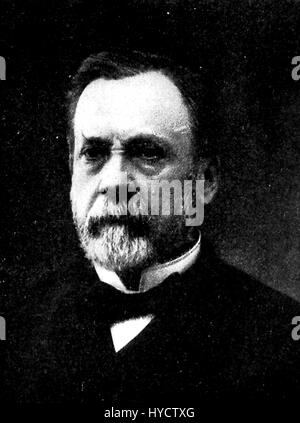 Portrait of scientist Louis Pasteur, shoulders up, with a beard and neutral facial expression, France, 1911. Stock Photo