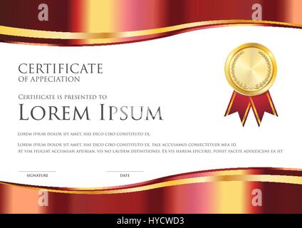 abstract  red metallic theme certificate card template Stock Vector