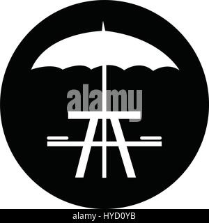 umbrella with picnic table icon Stock Vector