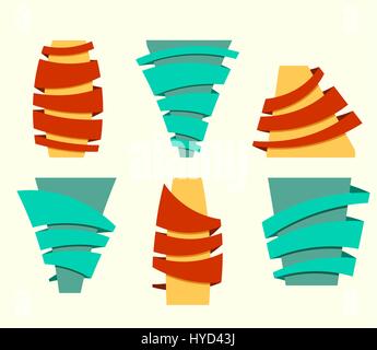 Original ribbon set. Vector illustration. Ribbons banners colorful design elements collection. Flat style stripes. Stock Vector